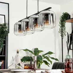 hofstein Suspension - Verre Lauden Clair, Fumé, 4 lumières