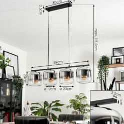 hofstein Suspension - Verre Lauden Chrome, Clair, Fumé, 4 lumières