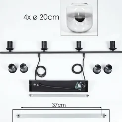 hofstein Suspension - Verre Lauden Chrome, Clair, Fumé, 4 lumières