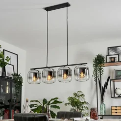 hofstein Suspension - Verre Lauden Chrome, Clair, Fumé, 4 lumières