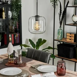 hofstein Suspension - Verre Lauden Clair, 1 lumière