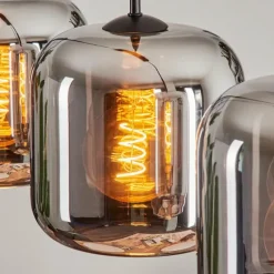 hofstein Suspension - Verre Lauden Chrome, Fumé, 3 lumières