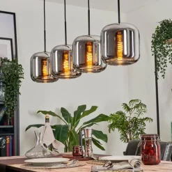hofstein Suspension - Verre Lauden Chrome, Fumé, 4 lumières