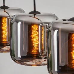 hofstein Suspension - Verre Lauden Chrome, Fumé, 4 lumières