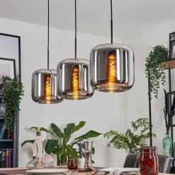 hofstein Suspension - Verre Lauden Chrome, Fumé, 3 lumières