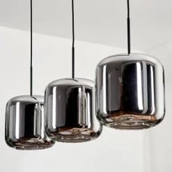 hofstein Suspension - Verre Lauden Chrome, Fumé, 3 lumières