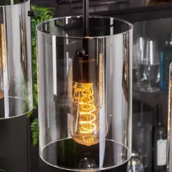 hofstein Suspension - Verre Parane Clair, Fumé, 3 lumières