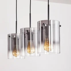 hofstein Suspension - Verre Parane Clair, Fumé, 3 lumières