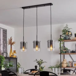 hofstein Suspension - Verre Parane Clair, Fumé, 3 lumières