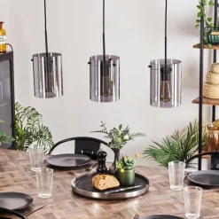 hofstein Suspension - Verre Parane Fumé, 3 lumières