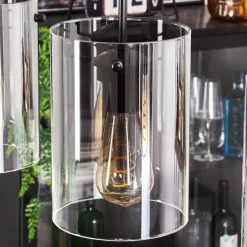 hofstein Suspension - Verre Parane Clair, Fumé, 5 lumières