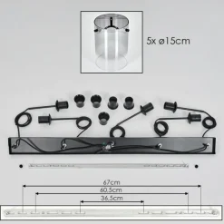 hofstein Suspension - Verre Parane Clair, Fumé, 5 lumières