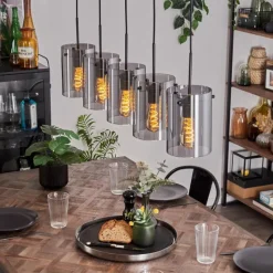 hofstein Suspension - Verre Parane Fumé, 5 lumières