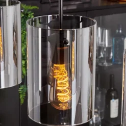 hofstein Suspension - Verre Parane Fumé, 5 lumières