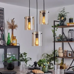 hofstein Suspension - Verre Parane Ambre, 3 lumières