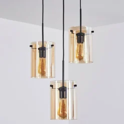 hofstein Suspension - Verre Parane Ambre, 3 lumières