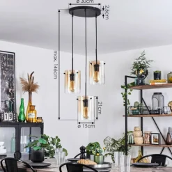 hofstein Suspension - Verre Parane Ambre, Clair, 3 lumières