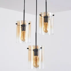 hofstein Suspension - Verre Parane Ambre, Clair, 3 lumières