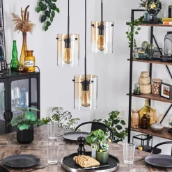 hofstein Suspension - Verre Parane Ambre, Clair, 3 lumières