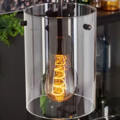 hofstein Suspension - Verre Parane Clair, Fumé, 3 lumières