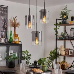 hofstein Suspension - Verre Parane Clair, Fumé, 3 lumières