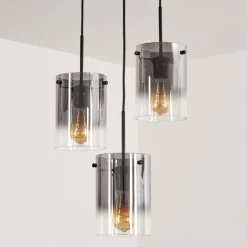 hofstein Suspension - Verre Parane Clair, Fumé, 3 lumières