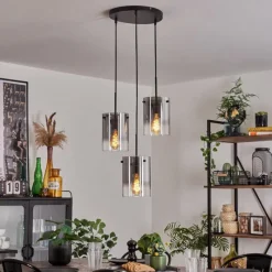 hofstein Suspension - Verre Parane Clair, Fumé, 3 lumières