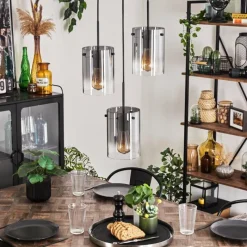 hofstein Suspension - Verre Parane Clair, Fumé, 3 lumières