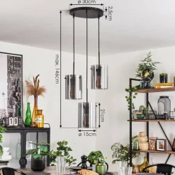 hofstein Suspension - Verre Parane Fumé, 3 lumières