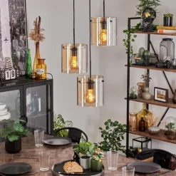 hofstein Suspension - Verre Parane Ambre, 3 lumières