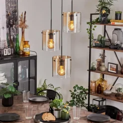 hofstein Suspension - Verre Parane Ambre, Clair, 3 lumières