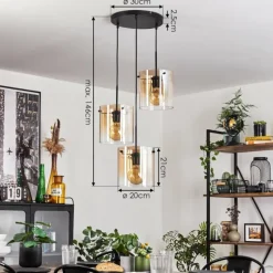 hofstein Suspension - Verre Parane Ambre, Clair, 3 lumières