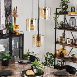 hofstein Suspension - Verre Parane Ambre, Clair, 3 lumières