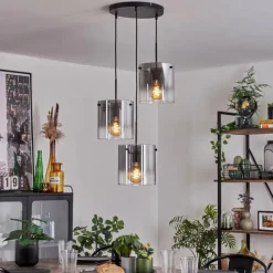 hofstein Suspension - Verre Parane Clair, Fumé, 3 lumières