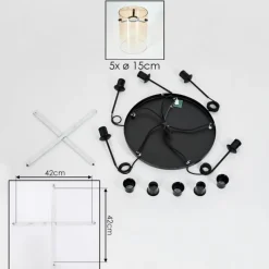 hofstein Suspension - Verre Parane Ambre, Clair, 5 lumières