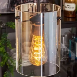 hofstein Suspension - Verre Parane Ambre, Clair, 5 lumières