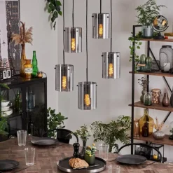 hofstein Suspension - Verre Parane Fumé, 5 lumières