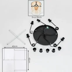 hofstein Suspension - Verre Parane Ambre, Clair, 5 lumières