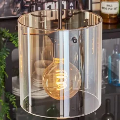 hofstein Suspension - Verre Parane Ambre, Clair, 5 lumières