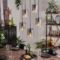 Suspension Verre Fumé-hofstein Suspension - Verre Parane Clair, Fumé, 5 lumières