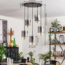 Suspension Verre Fumé-hofstein Suspension - Verre Parane Clair, Fumé, 5 lumières