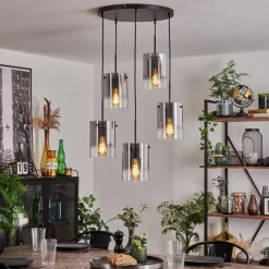 Suspension Verre Fumé-hofstein Suspension - Verre Parane Clair, Fumé, 5 lumières