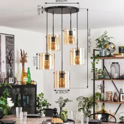 hofstein Suspension - Verre Parane Ambre, 5 lumières