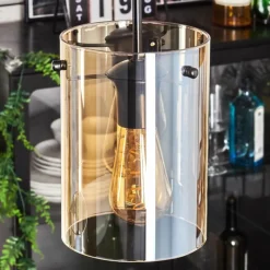 hofstein Suspension - Verre Parane Ambre, 5 lumières