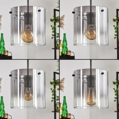 hofstein Suspension - Verre Parane Clair, Fumé, 5 lumières