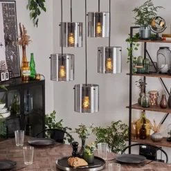 hofstein Suspension - Verre Parane Fumé, 5 lumières