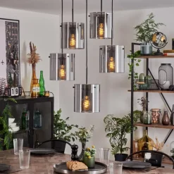 hofstein Suspension - Verre Parane Fumé, 5 lumières