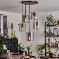 hofstein Suspension - Verre Parane Fumé, 5 lumières