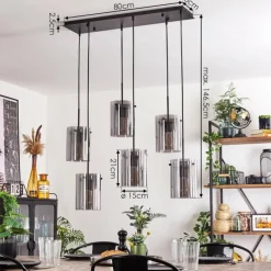 hofstein Suspension - Verre Parane Fumé, 6 lumières