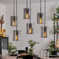 hofstein Suspension - Verre Parane Fumé, 6 lumières